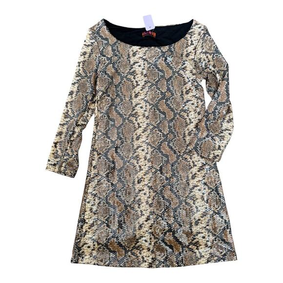 Isle Apparel Snakeskin Print Sequin Shift Dress XS NWT – Party Cocktail - Picture 1 of 4